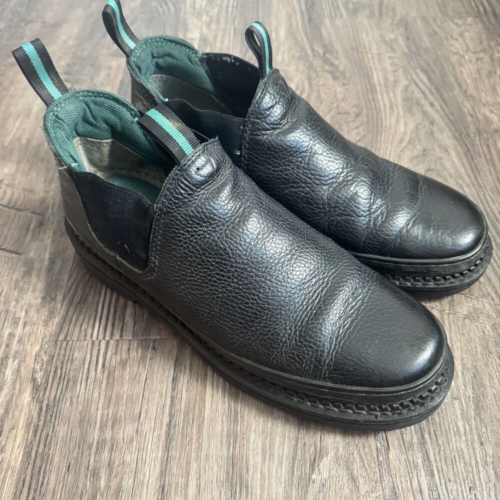 Georgia Giant Romeo Work Boots Men's Black Leather Slip On Round Toe Sz 12 GR270